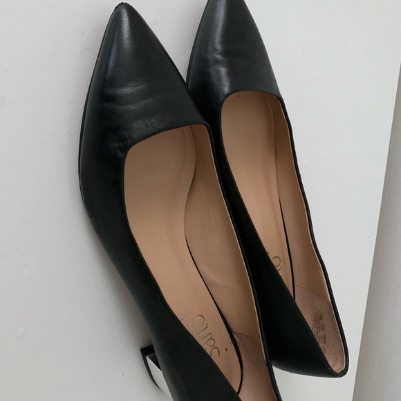 Franco Sarto Black Leather w/ metallic block heel - Picture 4 of 7